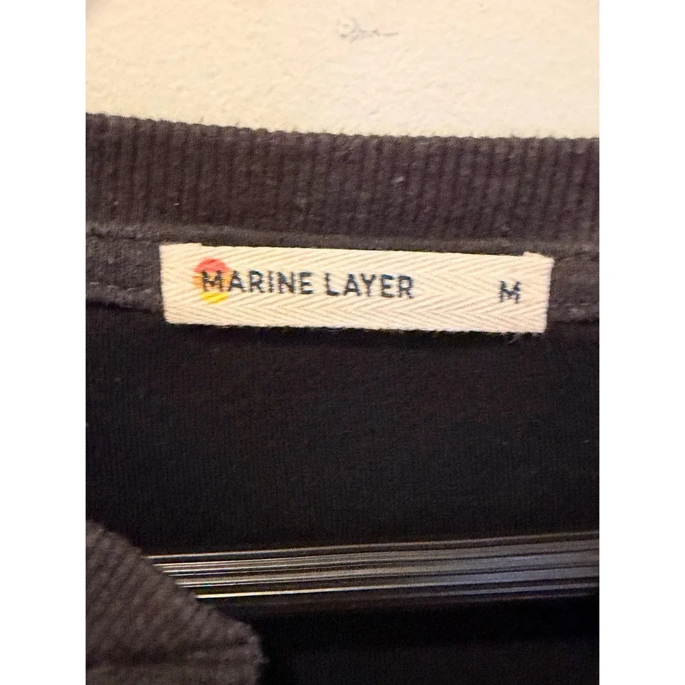 Marine Layer Mens Charcoal Gray Heather Long Sleeve Henley Shirt 13698 M
